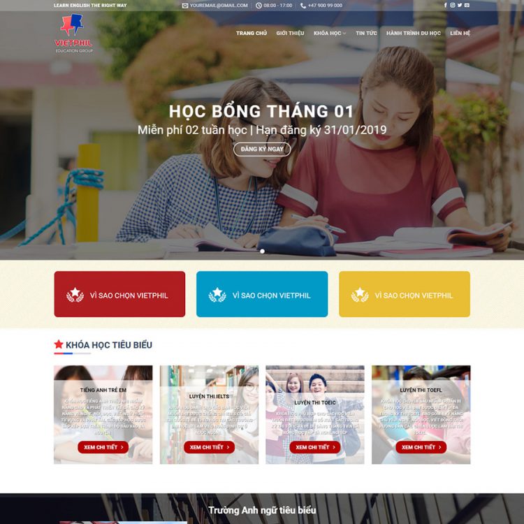 theme wordpress trung tâm anh văn