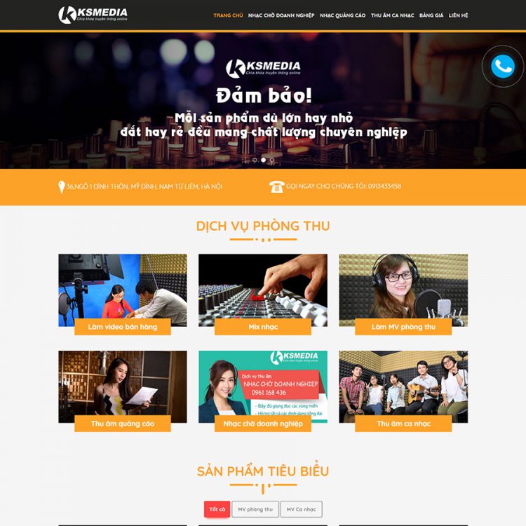 theme wordpress dịch vụ thu âm